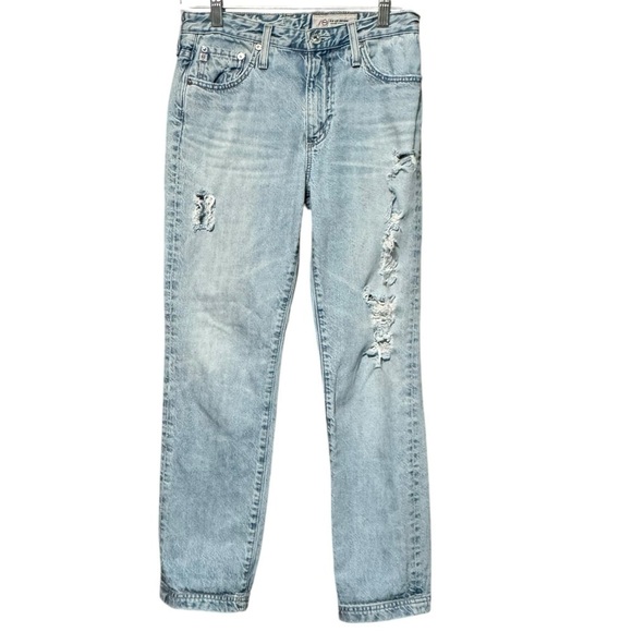 AG Adriano Goldschmied The Isabelle High Rise Straight Leg Denim Distressed Jean - Picture 2 of 13